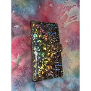 Sauvanuel Giovanni Genuine Leather Holographic Crocodile Wallet Case for iPhone